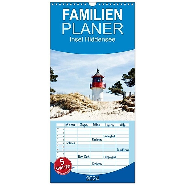 Familienplaner 2024 - Insel Hiddensee mit 5 Spalten (Wandkalender, 21 x 45 cm) CALVENDO, Claudia Möckel / Lucy L!u