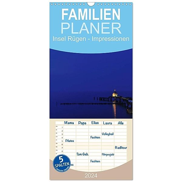 Familienplaner 2024 - Insel Rügen - Impressionen mit 5 Spalten (Wandkalender, 21 x 45 cm) CALVENDO, Friedrich Pries