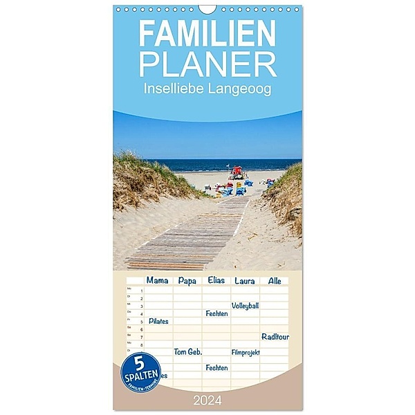 Familienplaner 2024 - Inselliebe Langeoog mit 5 Spalten (Wandkalender, 21 x 45 cm) CALVENDO, Andrea Dreegmeyer