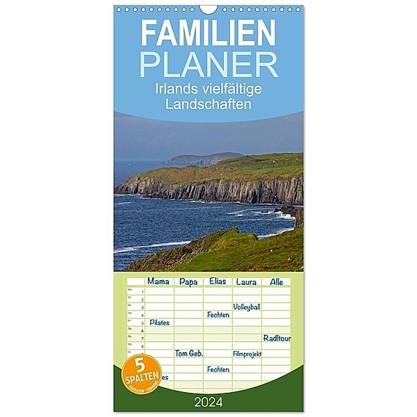Familienplaner 2024 - Irlands vielfältige Landschaften mit 5 Spalten (Wandkalender, 21 x 45 cm) CALVENDO, Leon Uppena