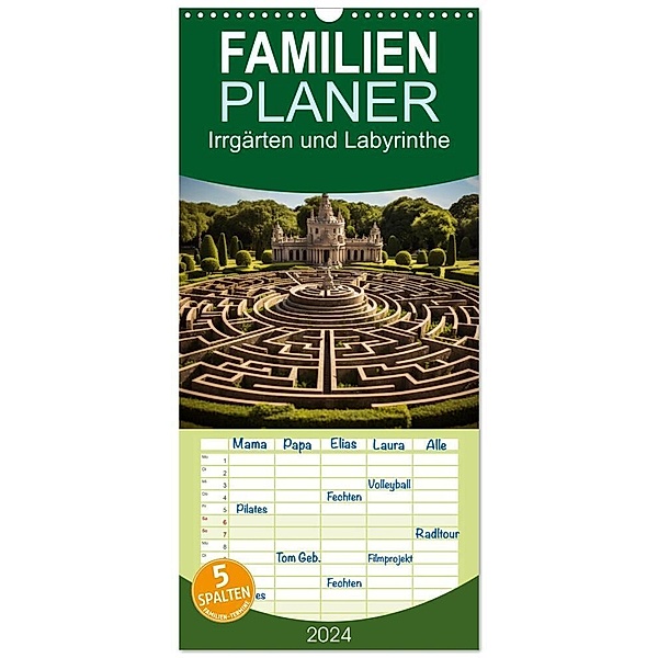 Familienplaner 2024 - Irrgärten und Labyrinthe mit 5 Spalten (Wandkalender, 21 x 45 cm) CALVENDO, Steffen Gierok-Latniak