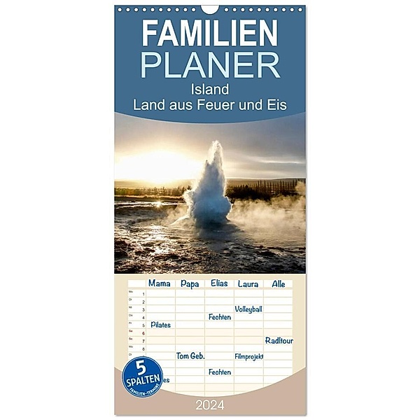 Familienplaner 2024 - Island - Land aus Feuer und Eis mit 5 Spalten (Wandkalender, 21 x 45 cm) CALVENDO, Steffi Blochwitz - nordlichtphoto.com