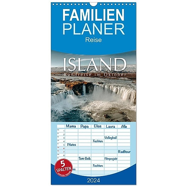 Familienplaner 2024 - Island - Rundreise im Oktober mit 5 Spalten (Wandkalender, 21 x 45 cm) CALVENDO, Monika Schöb