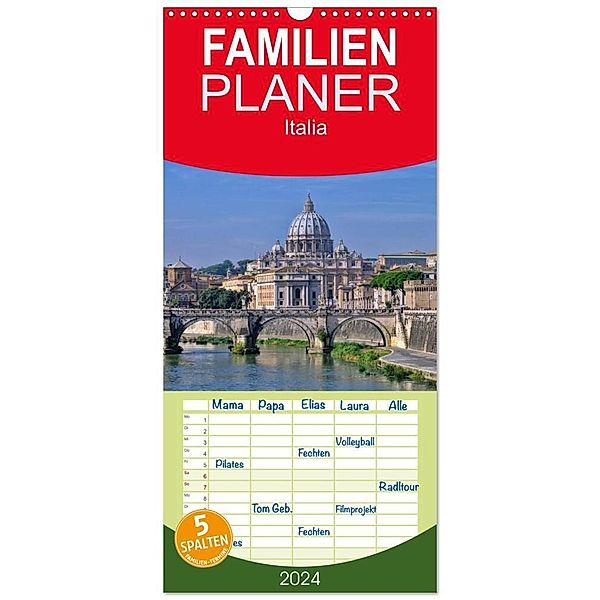 Familienplaner 2024 - Italia mit 5 Spalten (Wandkalender, 21 x 45 cm) CALVENDO, LianeM