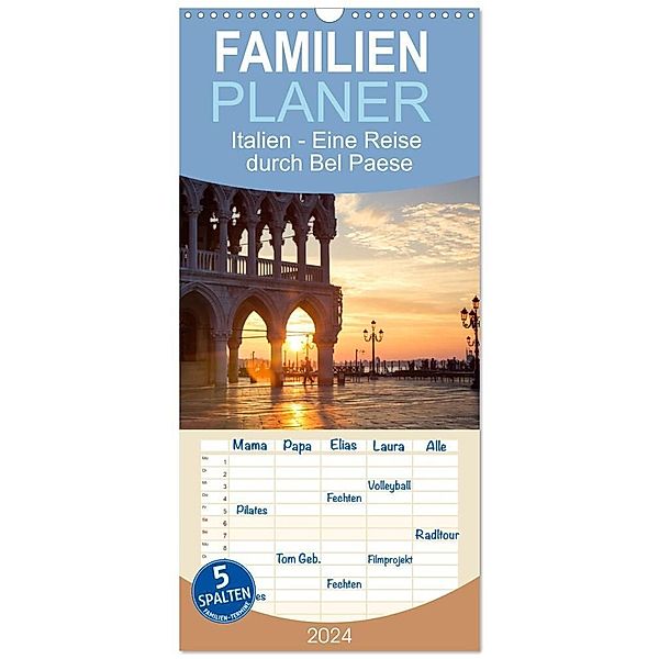 Familienplaner 2024 - Italien - Eine Reise durch Bel Paese mit 5 Spalten (Wandkalender, 21 x 45 cm) CALVENDO, Matteo Colombo