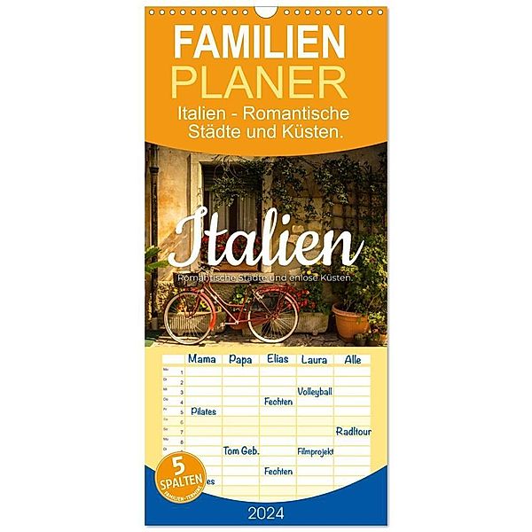 Familienplaner 2024 - Italien - Romantische Städte und endlose Küsten. mit 5 Spalten (Wandkalender, 21 x 45 cm) CALVENDO, SF