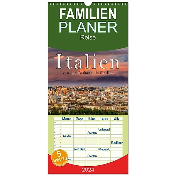 Familienplaner 2024 - Italien von der Toskana nach Sizilien mit 5 Spalten (Wandkalender, 21 x 45 cm) CALVENDO, Jens Benninghofen