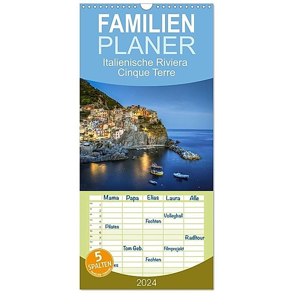 Familienplaner 2024 - Italienische Riviera Cinque Terre mit 5 Spalten (Wandkalender, 21 x 45 cm) CALVENDO, saschahaas photography