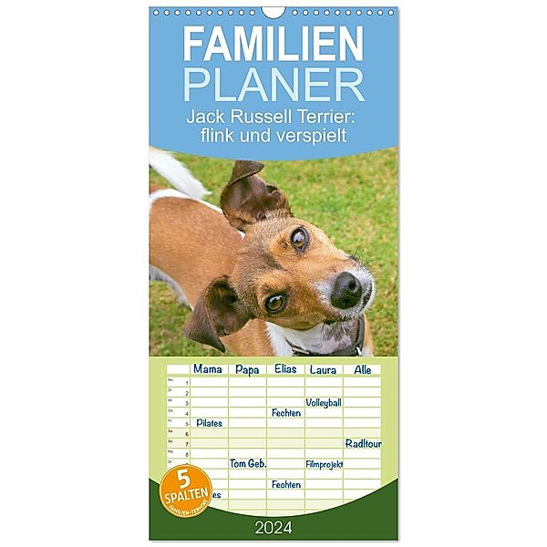 Familienplaner 2024 - Jack Russell Terrier: flink und verspielt mit 5 Spalten (Wandkalender, 21 x 45 cm) CALVENDO, Calvendo