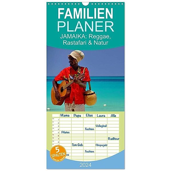 Familienplaner 2024 - JAMAIKA Reggae, Rastafari und Natur. mit 5 Spalten (Wandkalender, 21 x 45 cm) CALVENDO, M.Polok