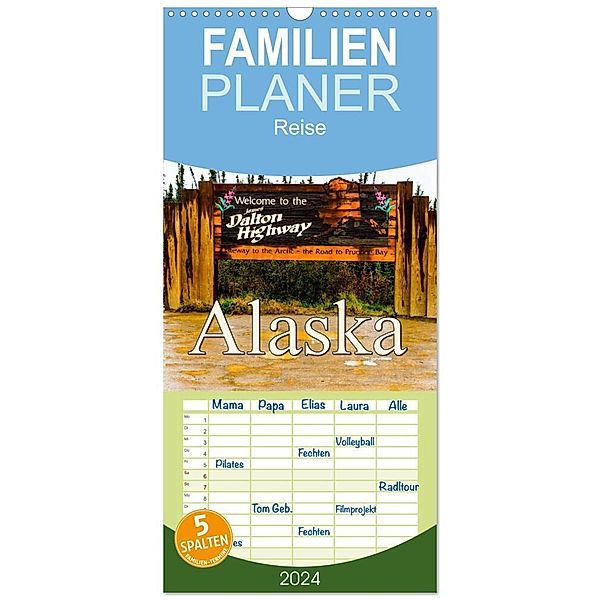 Familienplaner 2024 - James Dalton Highway Alaska mit 5 Spalten (Wandkalender, 21 x 45 cm) CALVENDO, Frank Baumert