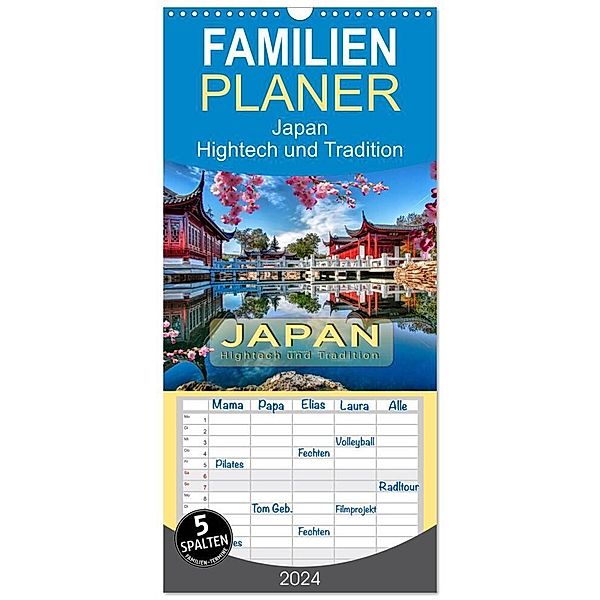 Familienplaner 2024 - Japan - Hightech und Tradition mit 5 Spalten (Wandkalender, 21 x 45 cm) CALVENDO, Peter Roder