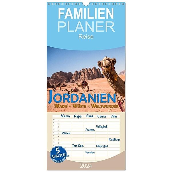 Familienplaner 2024 - Jordanien - Wadis - Wüste - Weltwunder mit 5 Spalten (Wandkalender, 21 x 45 cm) CALVENDO, Gerald Pohl