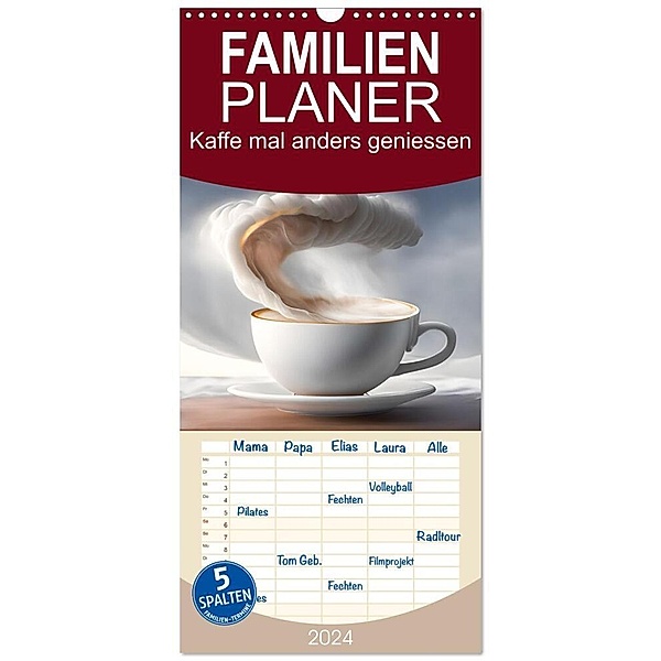 Familienplaner 2024 - Kaffe mal anders geniessen mit 5 Spalten (Wandkalender, 21 x 45 cm) CALVENDO, Dirk rosin