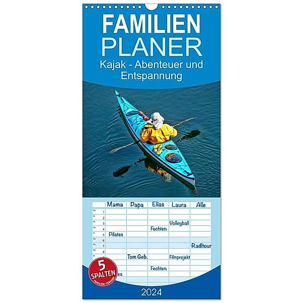 Familienplaner 2024 - Kajak - Abenteuer und Entspannung mit 5 Spalten (Wandkalender, 21 x 45 cm) CALVENDO, Peter Roder