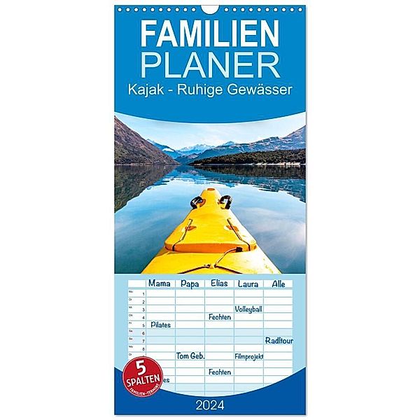 Familienplaner 2024 - Kajak - Ruhige Gewässer mit 5 Spalten (Wandkalender, 21 x 45 cm) CALVENDO, SF