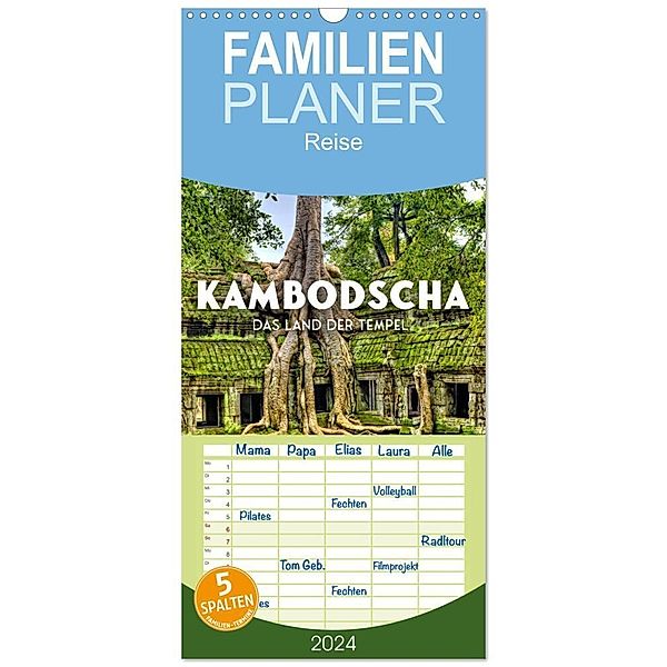 Familienplaner 2024 - Kambodscha - Das Land der Tempel. mit 5 Spalten (Wandkalender, 21 x 45 cm) CALVENDO, SF