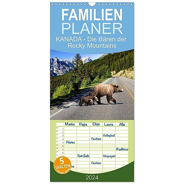 Familienplaner 2024 - KANADA - Die Bären der Rocky Mountains mit 5 Spalten (Wandkalender, 21 x 45 cm) CALVENDO, Hans-Gerhard Pfaff