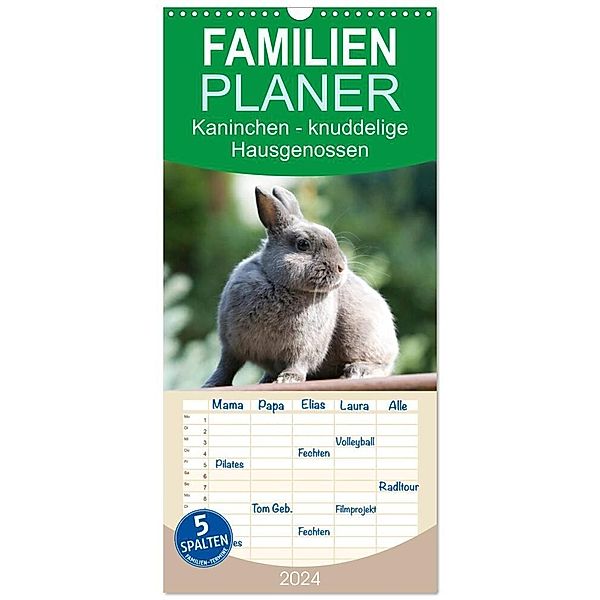 Familienplaner 2024 - Kaninchen - knuddelige Hausgenossen mit 5 Spalten (Wandkalender, 21 x 45 cm) CALVENDO, Fotodesign Verena Scholze