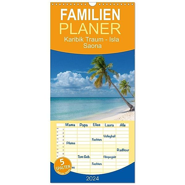 Familienplaner 2024 - Karibik Traum Isla Saona mit 5 Spalten (Wandkalender, 21 x 45 cm) CALVENDO, Stefan Schröder - Photography