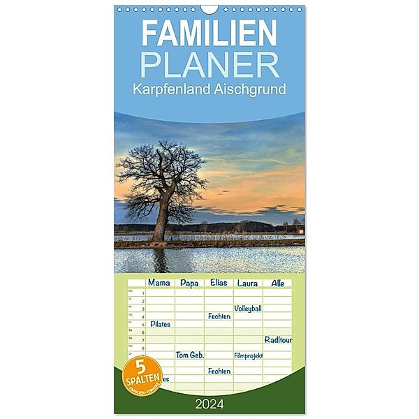Familienplaner 2024 - Karpfenland Aischgrund mit 5 Spalten (Wandkalender, 21 x 45 cm) CALVENDO, silvimania