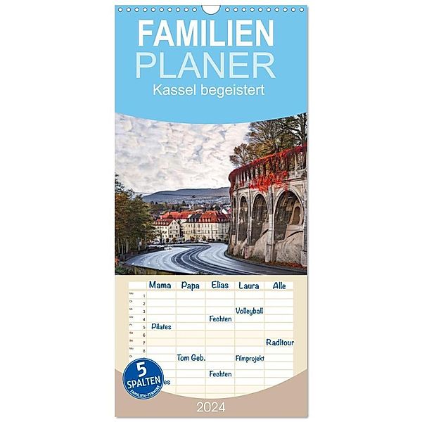 Familienplaner 2024 - Kassel begeistert mit 5 Spalten (Wandkalender, 21 x 45 cm) CALVENDO, Jörg Conrad