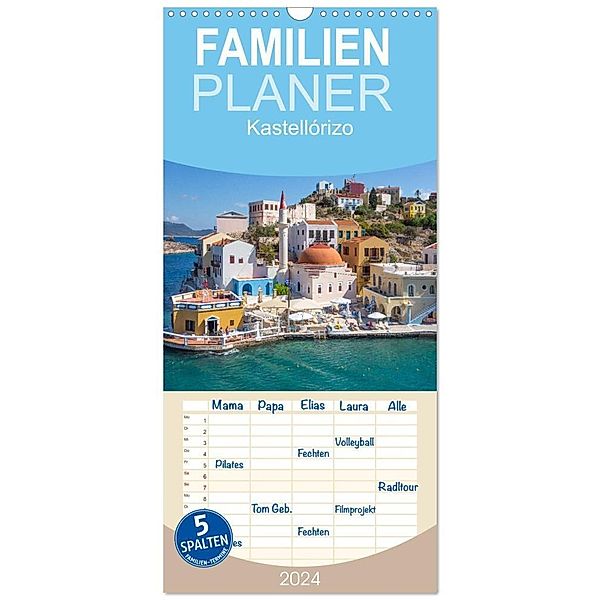 Familienplaner 2024 - Kastellórizo - östlichster Zipfel Griechenlands mit 5 Spalten (Wandkalender, 21 x 45 cm) CALVENDO, Stefan O. Schüller und Elke Schüller