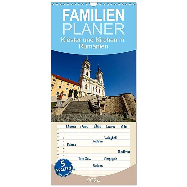 Familienplaner 2024 - Kirchen und Klöster in Rumänien mit 5 Spalten (Wandkalender, 21 x 45 cm) CALVENDO, Roland Brack