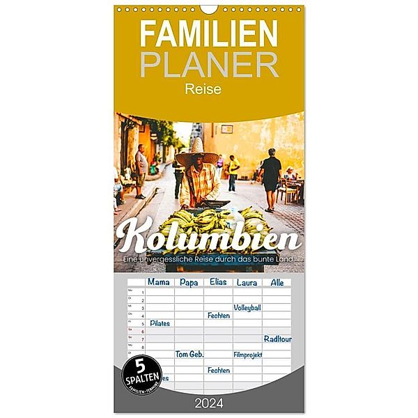 Familienplaner 2024 - Kolumbien - Eine unvergessliche Reise durch das bunte Land. mit 5 Spalten (Wandkalender, 21 x 45 cm) CALVENDO, SF