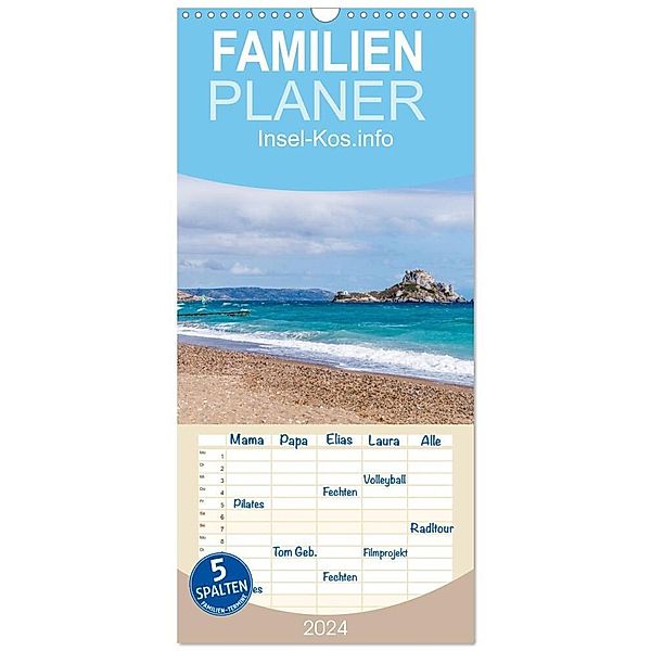 Familienplaner 2024 - Kos 2024 mit 5 Spalten (Wandkalender, 21 x 45 cm) CALVENDO, Stefan O. Schüller und Elke Schüller