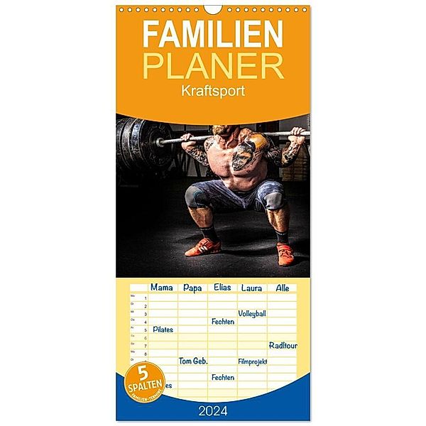 Familienplaner 2024 - Kraftsport mit 5 Spalten (Wandkalender, 21 x 45 cm) CALVENDO, Renate Utz