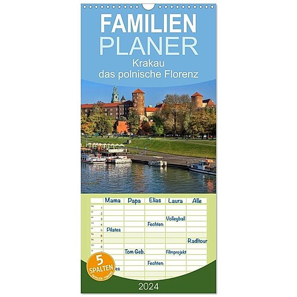 Familienplaner 2024 - Krakau - das polnische Florenz mit 5 Spalten (Wandkalender, 21 x 45 cm) CALVENDO, Peter Roder