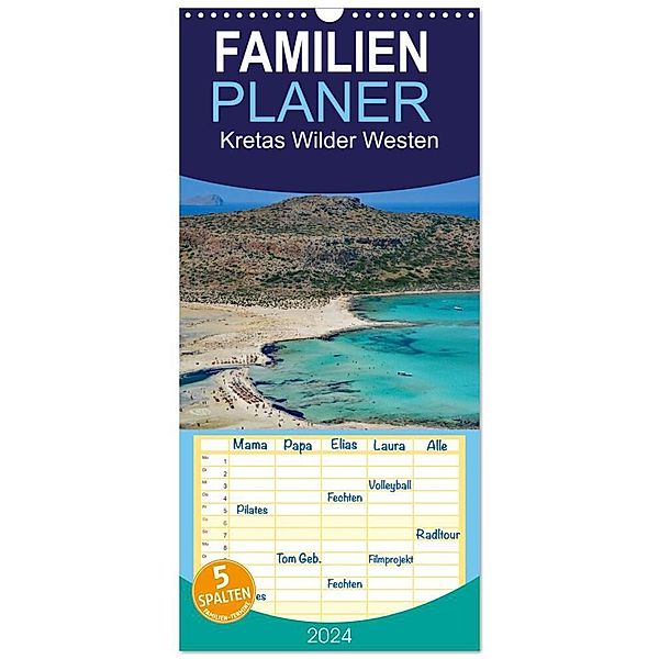 Familienplaner 2024 - Kretas Wilder Westen mit 5 Spalten (Wandkalender, 21 x 45 cm) CALVENDO, Claudia Kleemann