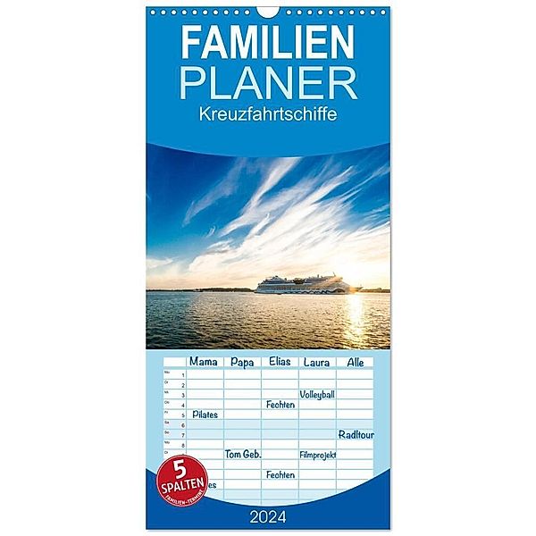 Familienplaner 2024 - Kreuzfahrtschiffe mit 5 Spalten (Wandkalender, 21 x 45 cm) CALVENDO, Micha Tuschy