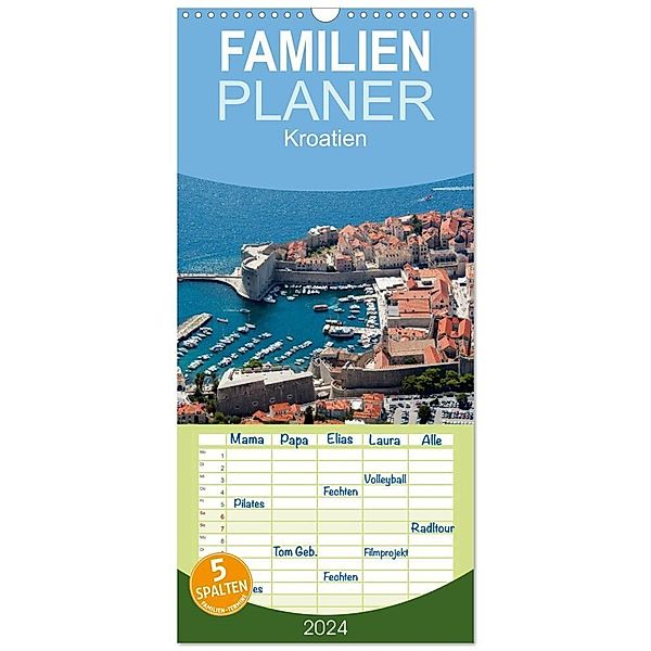 Familienplaner 2024 - Kroatien mit 5 Spalten (Wandkalender, 21 x 45 cm) CALVENDO, Frauke Scholz