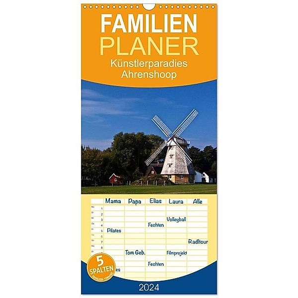 Familienplaner 2024 - Künstlerparadies Ahrenshoop mit 5 Spalten (Wandkalender, 21 x 45 cm) CALVENDO, U boeTtchEr