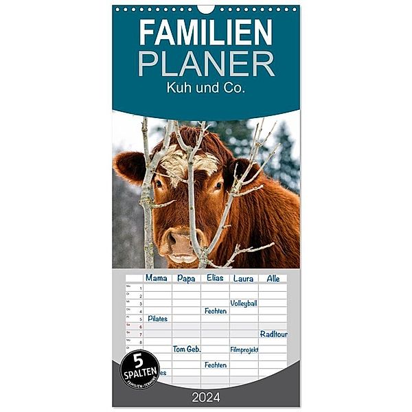 Familienplaner 2024 - Kuh und Co. mit 5 Spalten (Wandkalender, 21 x 45 cm) CALVENDO, E. Ehmke