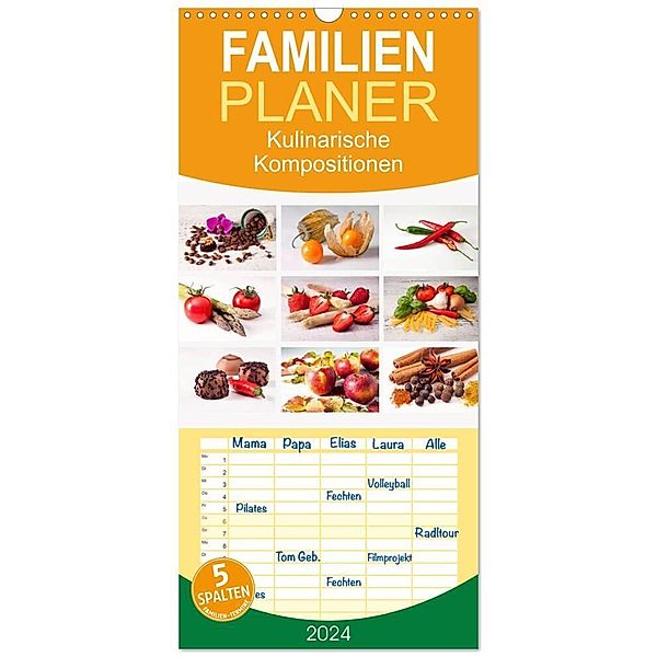 Familienplaner 2024 - Kulinarische Kompositionen mit 5 Spalten (Wandkalender, 21 x 45 cm) CALVENDO, Joachim Hasche