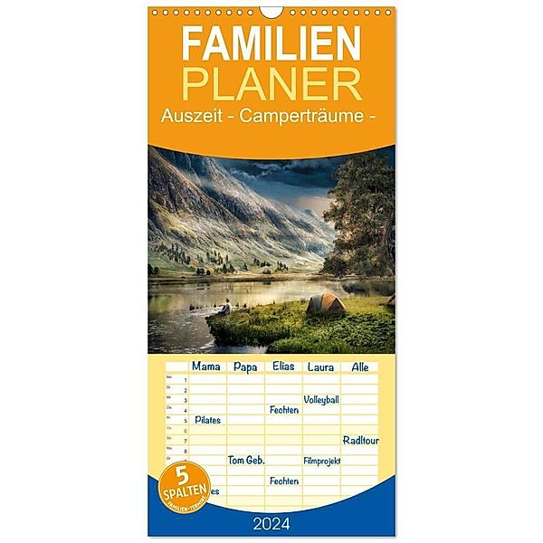 Familienplaner 2024 - Kurze Auszeit mit 5 Spalten (Wandkalender, 21 x 45 cm) CALVENDO, Simone Wunderlich