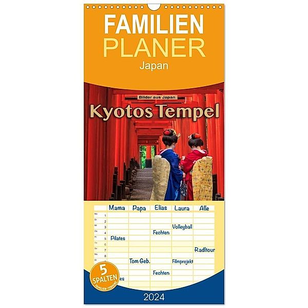Familienplaner 2024 - Kyotos Tempel - Bilder aus Japan mit 5 Spalten (Wandkalender, 21 x 45 cm) CALVENDO, Stefanie Pappon