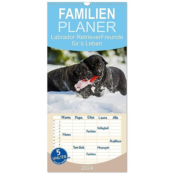 Familienplaner 2024 - Labrador Retriever - Freunde für´s Leben mit 5 Spalten (Wandkalender, 21 x 45 cm) CALVENDO, Sigrid Starick