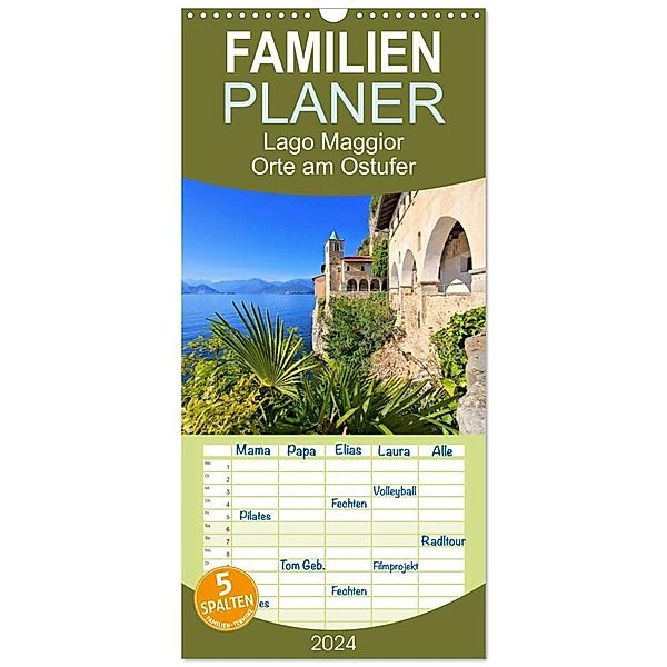 Familienplaner 2024 - Lago Maggiore - Orte am Ostufer mit 5 Spalten (Wandkalender, 21 x 45 cm) CALVENDO, LianeM