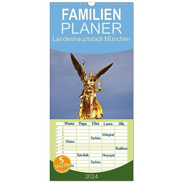 Familienplaner 2024 - Landeshauptstadt München mit 5 Spalten (Wandkalender, 21 x 45 cm) CALVENDO, Peter Schickert