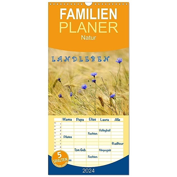 Familienplaner 2024 - LANDLEBEN mit 5 Spalten (Wandkalender, 21 x 45 cm) CALVENDO, Gugigei