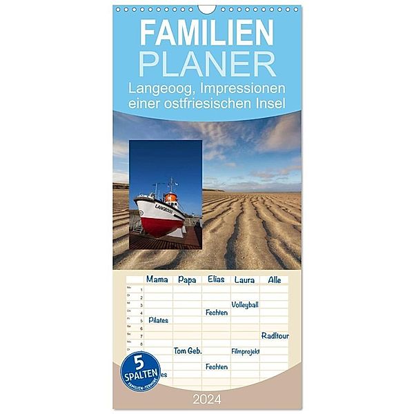 Familienplaner 2024 - Langeoog, Impressionen einer ostfriesischen Insel mit 5 Spalten (Wandkalender, 21 x 45 cm) CALVENDO, Jan Roskamp