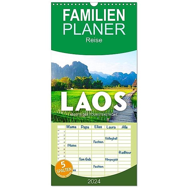 Familienplaner 2024 - Laos - Abseits der Touristenströme. mit 5 Spalten (Wandkalender, 21 x 45 cm) CALVENDO, SF