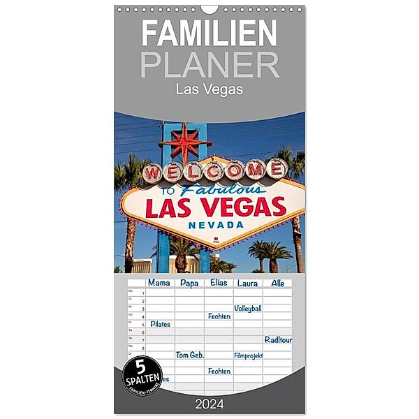 Familienplaner 2024 - Las Vegas mit 5 Spalten (Wandkalender, 21 x 45 cm) CALVENDO, Peter Schickert