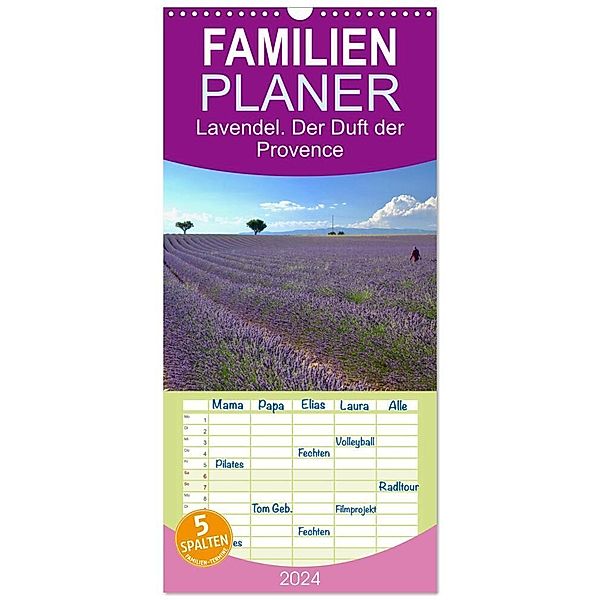 Familienplaner 2024 - Lavendel. Der Duft der Provence mit 5 Spalten (Wandkalender, 21 x 45 cm) CALVENDO, Reinhard Werner