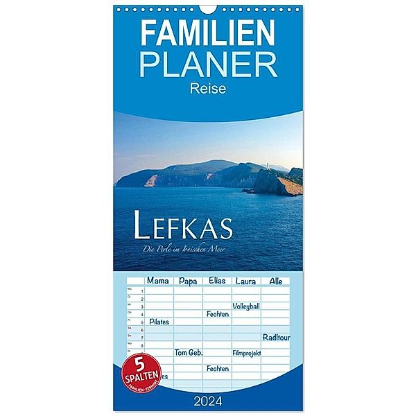 Familienplaner 2024 - Lefkas - Die Perle im Ionischen Meer mit 5 Spalten (Wandkalender, 21 x 45 cm) CALVENDO, Fabian Keller