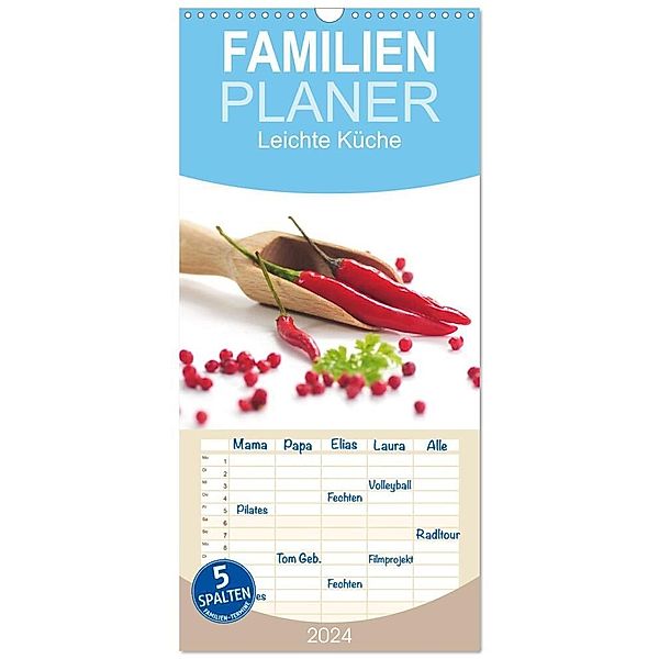 Familienplaner 2024 - Leichte Küche mit 5 Spalten (Wandkalender, 21 x 45 cm) CALVENDO, Tanja Riedel